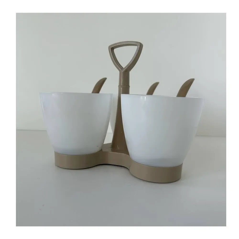 Vintage Tupperware Condiment, Caddy, Serving Set Almond & Sheer  #757, 758, 872